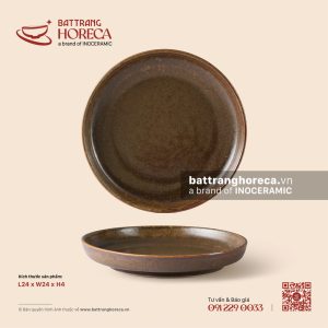 Đĩa phẳng đế cao 24cm - Thổ Viêm - Men hoả biến