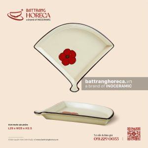 Đĩa quạt 29 x 25cm - Yên Hồng - Men ngà