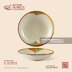 Đĩa salad tròn – Hoàng Diệp – Men hoả biến