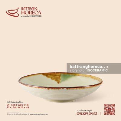 Đĩa salad tròn – Hoàng Diệp – Men hoả biến
