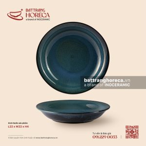 Đĩa salad tròn loe 22cm – Lam Dạ