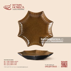 Đĩa sao – Ô Thổ – Men tấm - Bát Tràng Horeca Đĩa sao – Ô Thổ – Men tấm