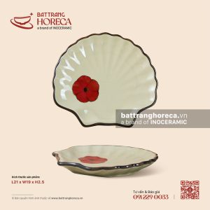 Đĩa sò 21 x 19cm - Yên Hồng - Men ngà
