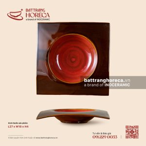 Đĩa soup vành vuông 27 x 18cm - Nâu Trầm