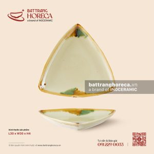 Đĩa tam giác 30cm – Hoàng Diệp – Men hoả biến