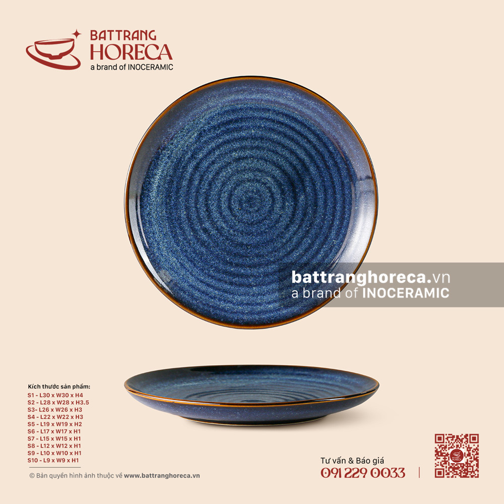 Đĩa tròn – Lam Vân - Bát Tràng Horeca Đĩa tròn – Lam Vân