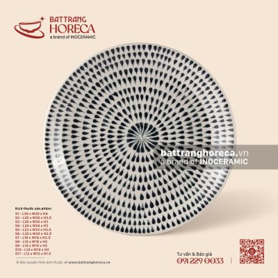 Đĩa tròn – Loang – Men ngà