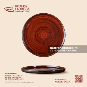 Đĩa tròn bệt (pizza) - Nâu Trầm