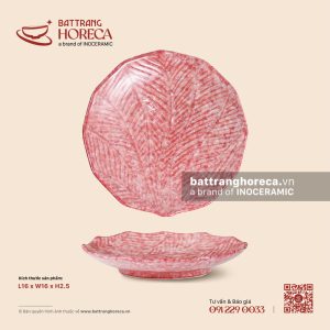 Đĩa tròn gân lá 16cm - Hồng Thạch