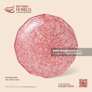 Đĩa tròn gân lá 16cm - Hồng Thạch