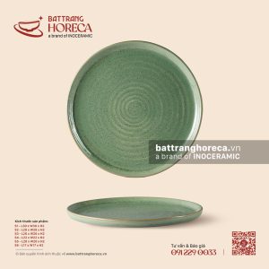 Đĩa tròn phẳng (khay pizza) - Bích Diệp - Men hoả biến - Bát Tràng Horeca Đĩa tròn phẳng (khay pizza) - Bích Diệp - Men hoả biến