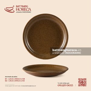 Đĩa tròn sâu – Ô Thổ – Men tấm - Bát Tràng Horeca Đĩa tròn sâu – Ô Thổ – Men tấm