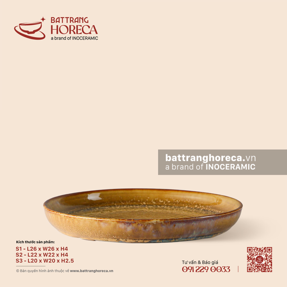 Đĩa tròn sâu - Kim Sa - Bát Tràng Horeca Đĩa tròn sâu - Kim Sa