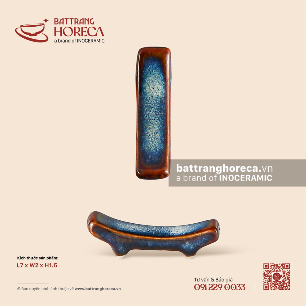 Gác đũa đơn 7 x 2cm - Lam Vân - Bát Tràng Horeca Gác đũa đơn 7 x 2cm - Lam Vân