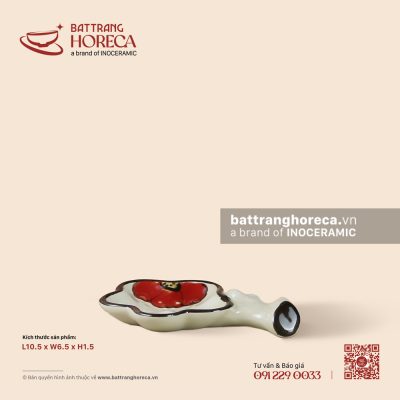 Gác đũa hoa 10.5 x 6.5cm – Yên Hồng – Men ngà