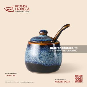 Hũ đựng đường kèm thìa 7cm - Lam Vân