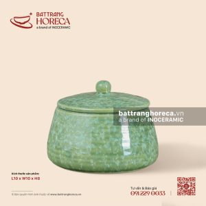 Hũ đựng mứt 10cm – Lục Thạch – Men màu