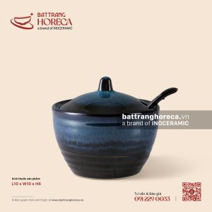 Hũ gia vị 10cm - Lam Dạ - Men hoả biến