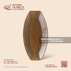 Khay bầu dục (đĩa thuyền) - Thổ Viêm