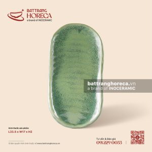 Khay bầu dục (oval) lượn sóng hai chân 33.5 x 17cm - Bích Diệp
