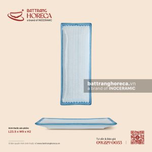 Khay chữ nhật 23.5 x 9cm – Biển Xanh – Men hoả biến