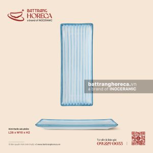 Khay chữ nhật 26 x 10cm – Biển Xanh – Men hoả biến