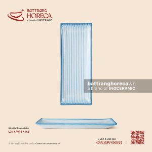 Khay chữ nhật 31 x 12cm – Biển Xanh – Men hoả biến