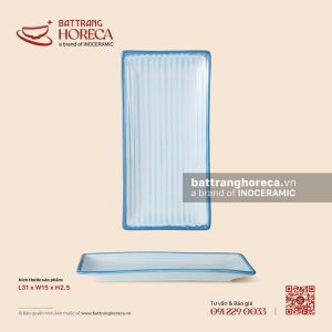 Khay chữ nhật 31 x 15cm – Biển Xanh – Men hoả biến