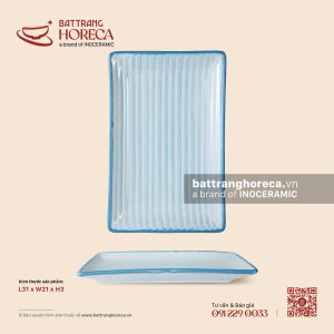 Khay chữ nhật 31 x 21cm – Biển Xanh – Men hoả biến