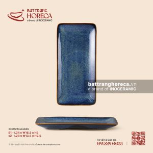 Khay chữ nhật ảo - Lam Vân - Bát Tràng Horeca Khay chữ nhật ảo - Lam Vân