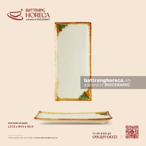 Khay chữ nhật ảo dài 27.5 x 13cm – Hoàng Diệp – Men hoả biến