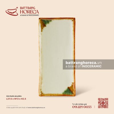 Khay chữ nhật ảo dài 27.5 x 13cm – Hoàng Diệp – Men hoả biến