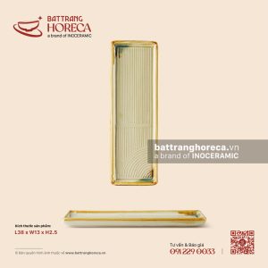 Khay chữ nhật cong vành 38 x 13cm – Hoàng Diệp – Men hoả biến
