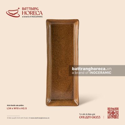 Khay chữ nhật dài – Ô Thổ – Men tấm