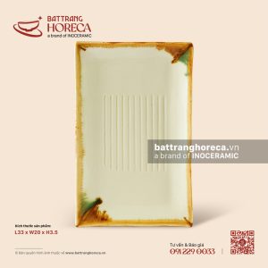 Khay chữ nhật nan 33 x 20cm – Hoàng Diệp – Men hoả biến