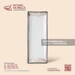 Khay chữ nhật vân chuối dài - Bạch Diêm