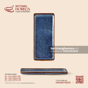Khay chữ nhật viền thành dài - Lam Vân