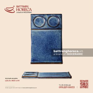 Khay chữ nhật với 2 ngăn sốt 23.5 x 21cm – Lam Vân