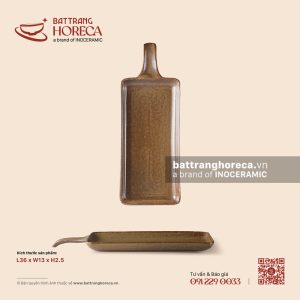 Khay chuôi 36 x 13cm - Thổ Viêm - Men hoả biến