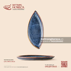 Khay dáng quả xoài 31 x 13cm – Lam Vân - Bát Tràng Horeca Khay dáng quả xoài 31 x 13cm – Lam Vân