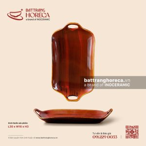 Khay hai (2) tai 30 x 16cm - Nâu Trầm