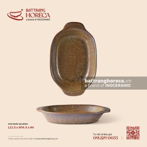 Khay hai tai 22.5 x 14.5cm - Thổ Viêm - Men hoả biến