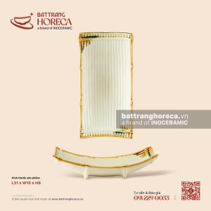 Khay nan 31 x 16cm – Hoàng Diệp – Men hoả biến