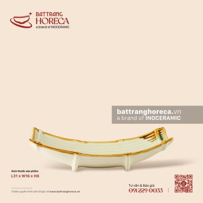 Khay nan 31 x 16cm – Hoàng Diệp – Men hoả biến