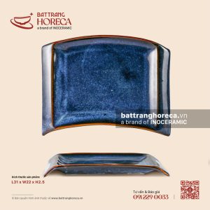 Khay sách (chữ nhật cong) 31 x 22cm - Lam Vân - Bát Tràng Horeca Khay sách (chữ nhật cong) 31 x 22cm - Lam Vân