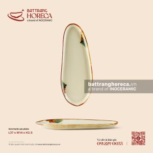 Khay sỏi 37 x 14cm – Hoàng Diệp – Men hoả biến