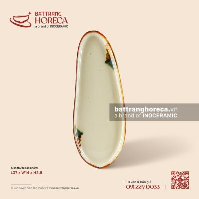 Khay sỏi 37 x 14cm – Hoàng Diệp – Men hoả biến
