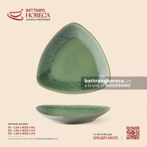 Khay tam giác - Bích Diệp - Men hoả biến