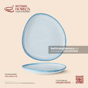 Khay tam giác ảo 25 x 23cm – Biển Xanh – Men hoả biến