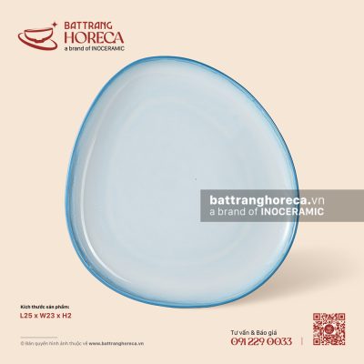Khay tam giác ảo 25 x 23cm – Biển Xanh – Men hoả biến